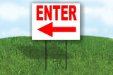 ENTER LEFT ARROW RED arrow Yard Sign with Stand LAWN SIGN