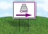 CAKE PURPLE ARROW RIGHT Yard Sign Road with Stand LAWN SIGN Single sided