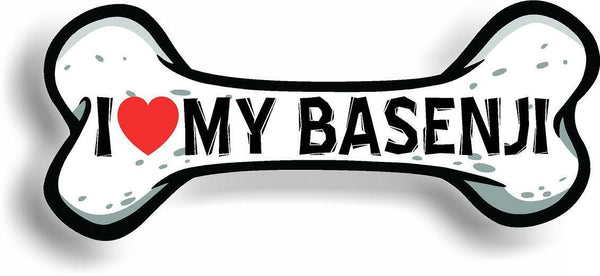 I Love My Basenji Bone Car Magnet Bumper Sticker 3"x7"