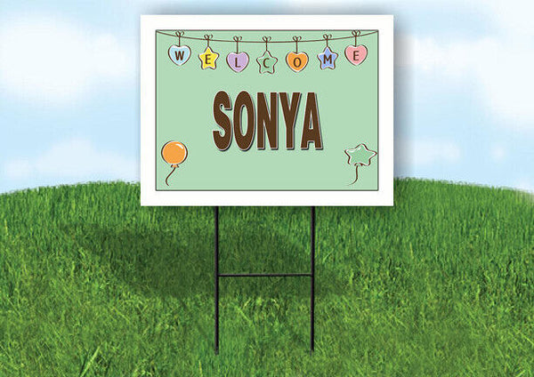 Sonya Signs SONYA WELCOME BABY GREEN 18 in x 24 in Yard Sign Road Sign with Stand ...
