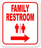 FAMILY RESTROOM RIGHT ARROW MAN WOMAN Aluminum Composite Sign