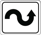 curved winding Right arrow Black metal outdoor sign