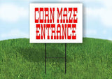 CORN MAZE ENTRANCE RED LETTERS Plastic Yard Sign ROAD SIGN with Stand