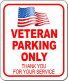 VETERAN PARKING ONLY thank you for your service metal outdoor sign