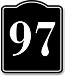 97 Bay Garage Door Plate Field Lane Gate Number BLACK Aluminum Composite Sign