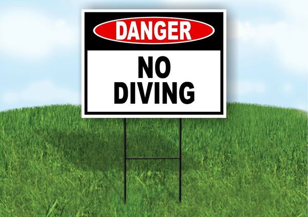 DANGER NO DIVING Plastic Yard Sign ROAD SIGN with Stand