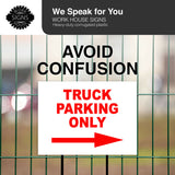 TRUCK PARKING ONLY RIGHT arrow red Yard Sign with Stand LAWN SIGN