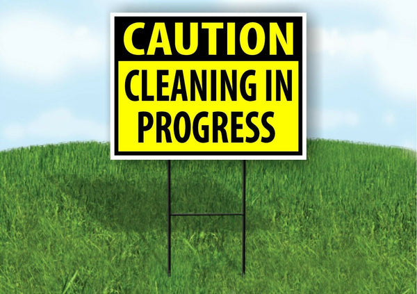 CAUTION Cleaning in Progress YELLOW Plastic Yard Sign ROAD SIGN with Stand