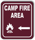 CAMPFIRE AREA DIRECTIONAL ARROW TRAIL 8 Variations Metal Aluminum composite sign