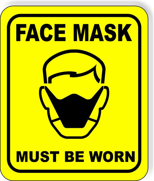 Face Mask Must be worn yellow safety Metal Aluminum composite sign