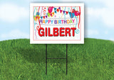 GILBERT HAPPY BIRTHDAY BALLOONS 18 in x 24 in Yard Sign Road Sign with Stand