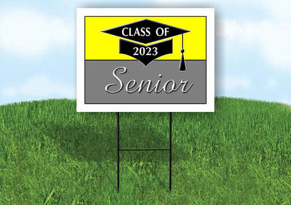 2023 SENIOR YELLOW SILVER  18inx24in Yard Road Sign w/ Stand