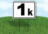 KILOMETER 1 K DISTANCE MARKER  RUNNING RACE BLACK Yard Sign with Stand LAWN SIGN