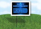 LEONARD RETIREMENT BLUE 18 in x 24 in Yard Sign Road Sign with Stand