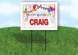 CRAIG HAPPY BIRTHDAY BALLOONS 18 in x 24 in Yard Sign Road Sign with Stand