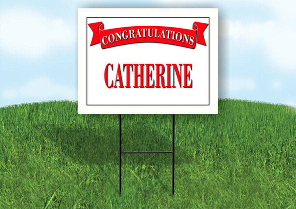 CASSIE CONGRATULATIONS RED BANNER 18in x 24in Yard sign with Stand