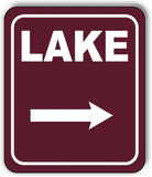 LAKE DIRECTIONAL RIGHT ARROW CAMPING Aluminum composite sign