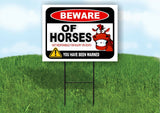 BEWARE OF HORSES NOT RESPONSIBLE FOR Plastic Yard Sign ROAD SIGN with Stand