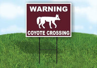 WARNING COYOTE CROSSING TRAIL Yard Sign Road with Stand LAWN SIGN