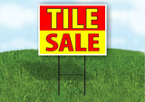 TILE SALE RED YELLOW Plastic Yard Sign ROAD SIGN with Stand
