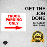 TRUCK PARKING ONLY RIGHT arrow red Yard Sign with Stand LAWN SIGN