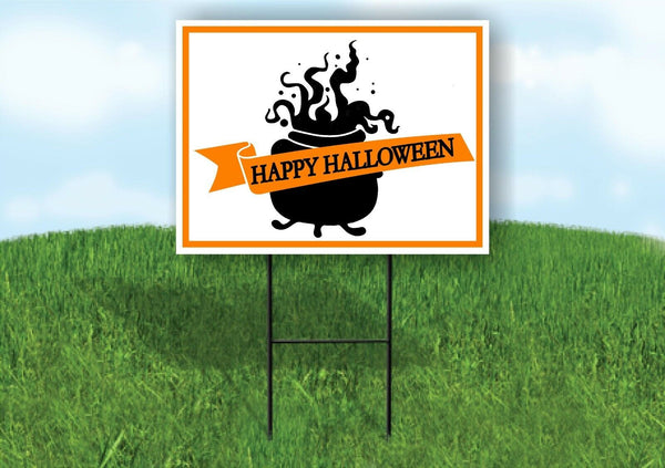 HAPPY HALLOWEEN CAULDRON BANNER Yard Sign with Stand LAWN SIGN