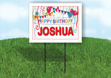 JOSHUA HAPPY BIRTHDAY BALLOONS 18 in x 24 in Yard Sign Road Sign with Stand