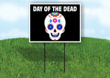 DAY OF THE DEAD SUGAR SKULL BLACK Yard Sign Road with Stand LAWN SIGN