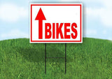 BIKES STRAIGHT arrow red Yard Sign with Stand LAWN SIGN
