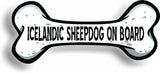 Dog on Board Icelandic Sheepdog Bone Car Magnet Bumper Sticker 3"x7"