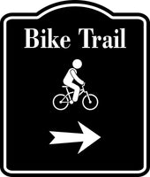 Bike Trail Symbol Right Arrow BLACK  Aluminum Composite Sign