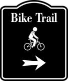 Bike Trail Symbol Right Arrow BLACK  Aluminum Composite Sign