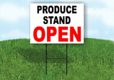 PRODUCE STAND OPEN BLACK RED Yard Sign Road with Stand LAWN SIGN
