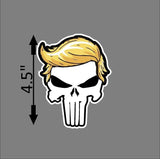 TRUMP PUNISHER WHITE W/ hair Donald Trump President 2024 Magnetic Bumper Sticker