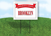 BROOKLYN CONGRATULATIONS RED BANNER 18in x 24in Yard sign with Stand