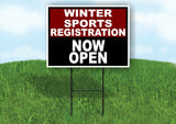 SPORTS REGISTRATION MAROON BLACK WINTER Yard Sign with Stand LAWN SIGN