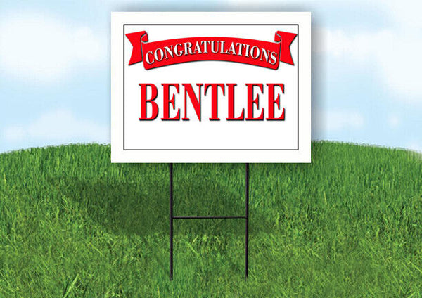 BENTLEE CONGRATULATIONS RED BANNER 18in x 24in Yard sign with Stand