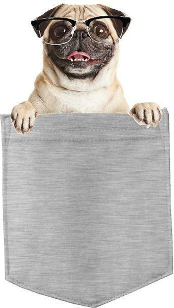 Pug w Glasses Dog in pocket Fridge Car Magnet Bumper Sticker App size 4"x7"