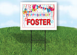 FOSTER HAPPY BIRTHDAY BALLOONS 18 in x 24 in Yard Sign Road Sign with Stand