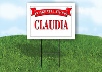 CLARENCE CONGRATULATIONS RED BANNER 18in x 24in Yard sign with Stand