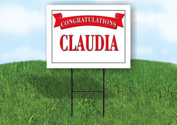 CLARENCE CONGRATULATIONS RED BANNER 18in x 24in Yard sign with Stand
