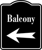 Balcony Left Arrow BLACK  Aluminum Composite Sign