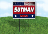 SUTMAN FLAG RED 2024 18inx24in Yard Road Sign w/ Stand