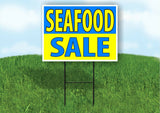 SEAFOOD SALE SEAFOOD BLUE YELLOW Yard Sign Road with Stand LAWN SIGN
