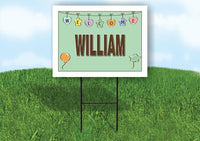 WILLIAM WELCOME BABY GREEN  18 in x 24 in Yard Sign Road Sign with Stand