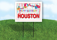 HOUSTON HAPPY BIRTHDAY BALLOONS 18 in x 24 in Yard Sign Road Sign with Stand