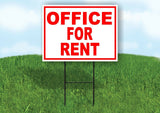 OFFICE FOR RENT RED WHITE Yard Sign Road with Stand LAWN SIGN