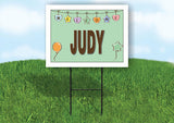 JUDY WELCOME BABY GREEN  18 in x 24 in Yard Sign Road Sign with Stand