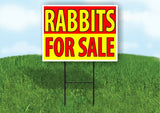 RABBITS FOR SALE RED YELLOW Plastic Yard Sign ROAD SIGN with Stand