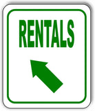 RENTALS DIRECTIONAL GREEN 8 Arrow Variations Metal Aluminum composite sign